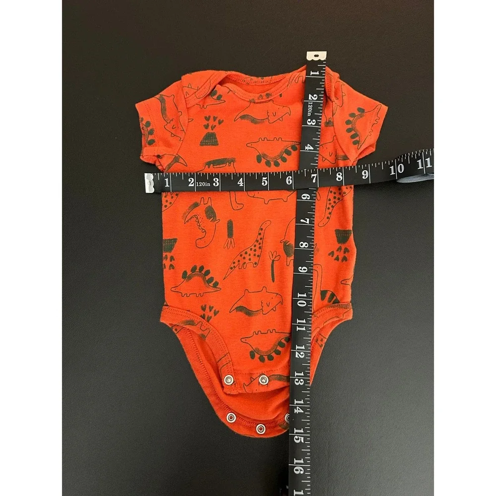 Carters Baby Boys Orange Dinosaur Print Short Sleeve Bodysuit 3 Months (1265)